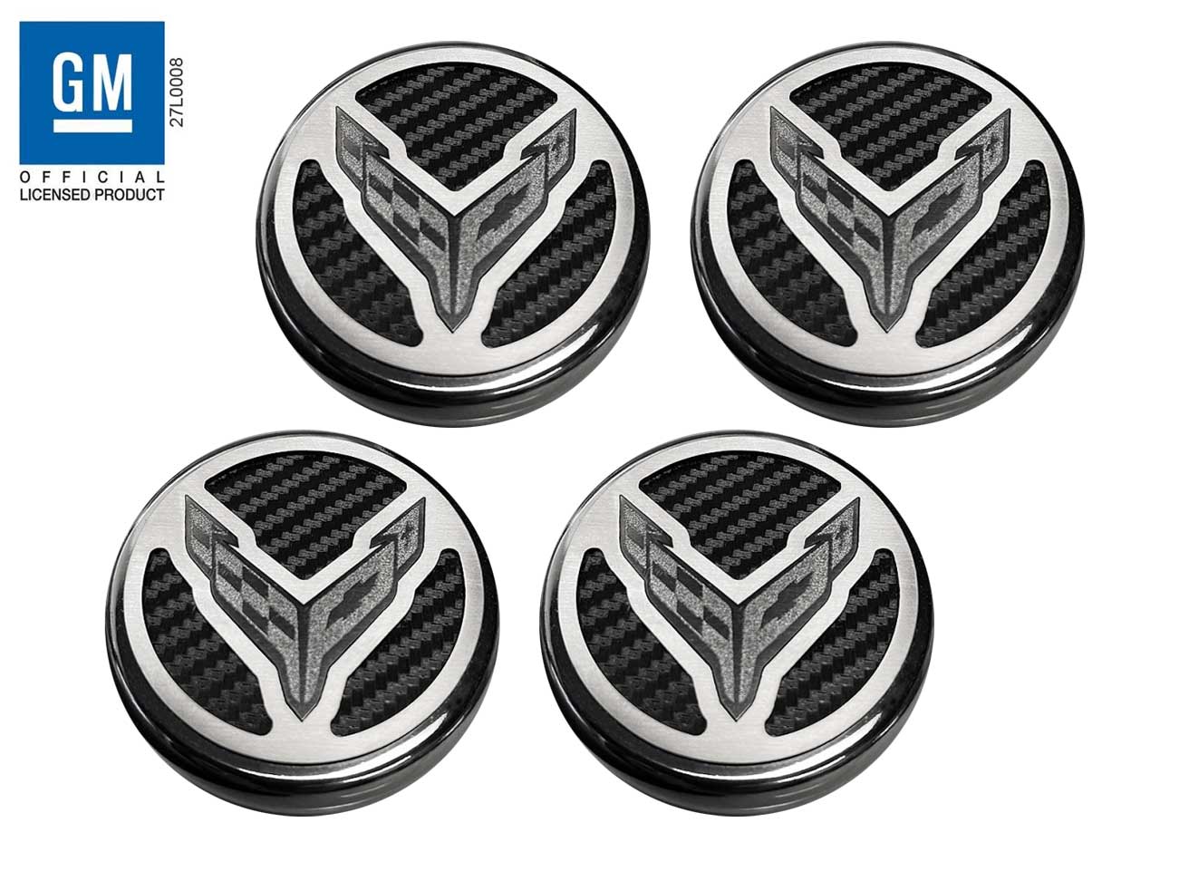 2020-2023 Corvette C8 4pc Engine Cap Cover Set Black Carbon Fiber Style Inserts
