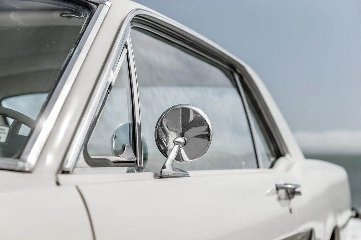 1965-1966 Ford Mustang Complete Chrome Round Outside Mirrors Pair LH & RH