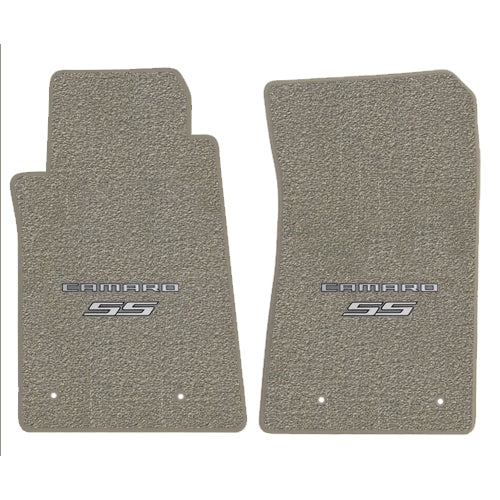 2010-2015 Camaro SS Super Sport Gray Grey 2pc Front Floor Mats - Silver Logos