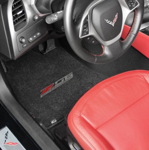 2014-2019 C7 Corvette Jet Black 2pc Front Floor Mats Set - Z06 Supercharged Logo
