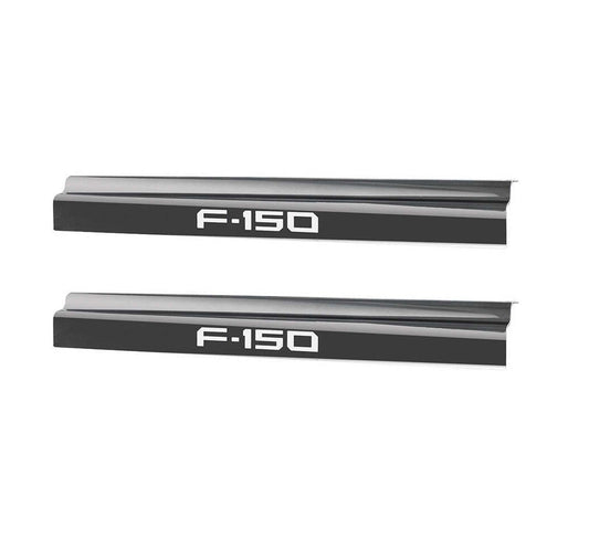 2021-2024 F150 SuperCab Black Platinum Stainless 2pc Bottom Door Step Sill Plates