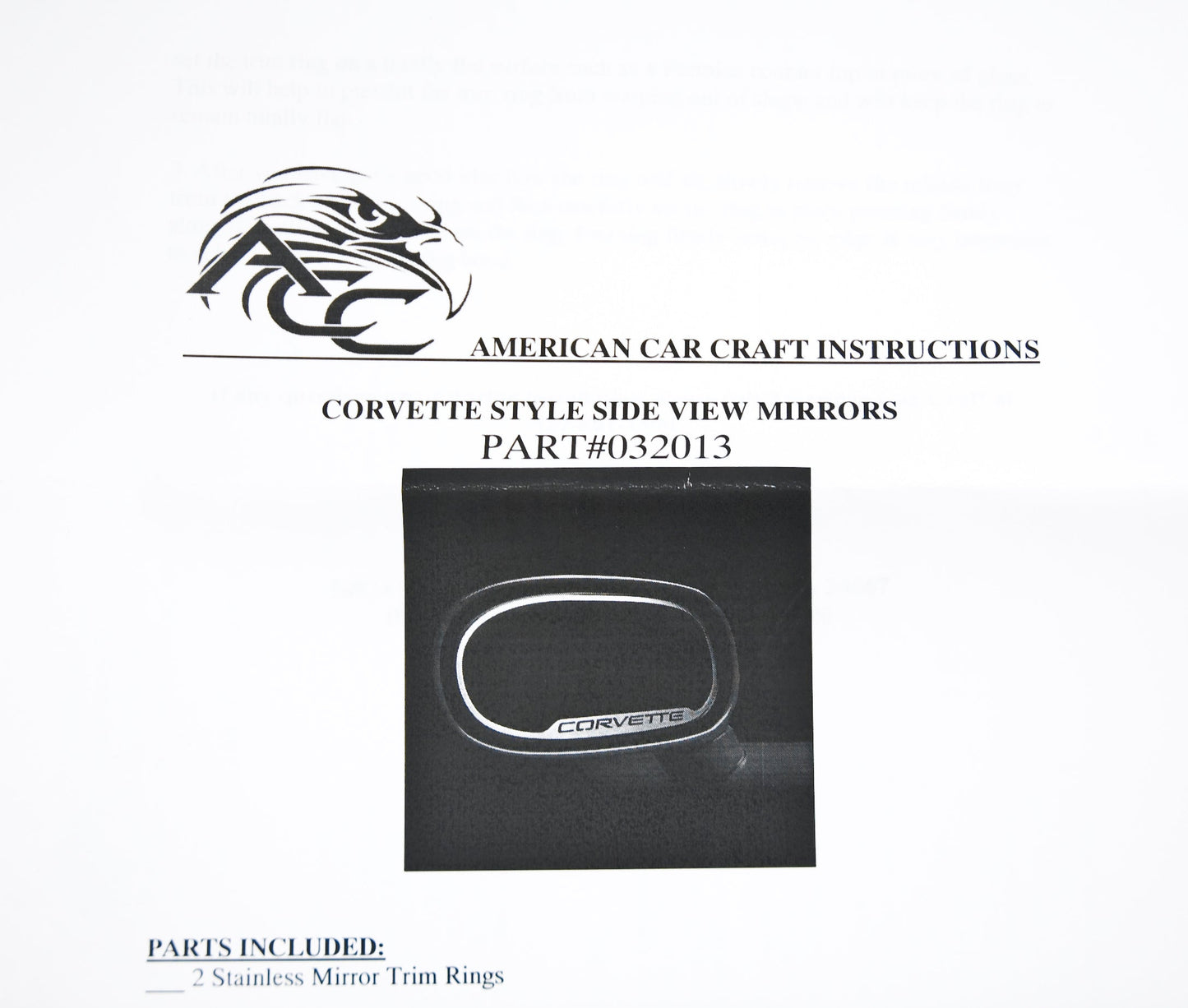1997-2004 C5 Side View Mirrors 2pc Trim Edge Surround Inserts - CORVETTE Logos