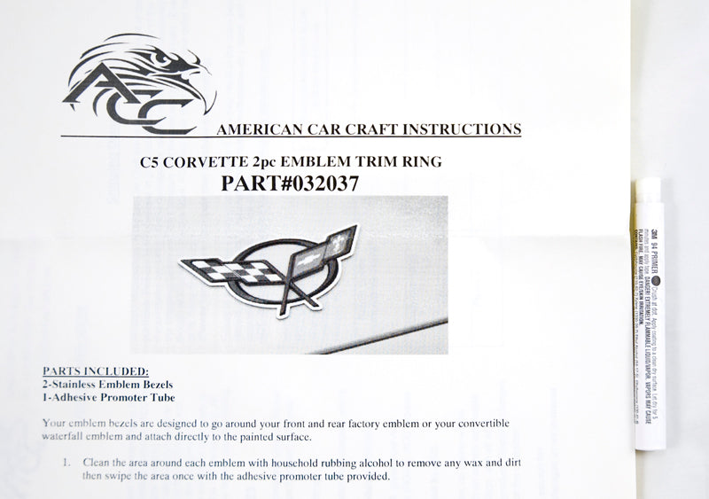 1997-2004 Corvette Stainless Emblem Rings - Goes Around OEM Front & Rear Emblems