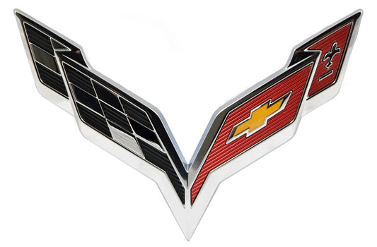 2014-2019 C7 Corvette OEM Chrome Front Hood Crossed Flags Emblem GM 23168616