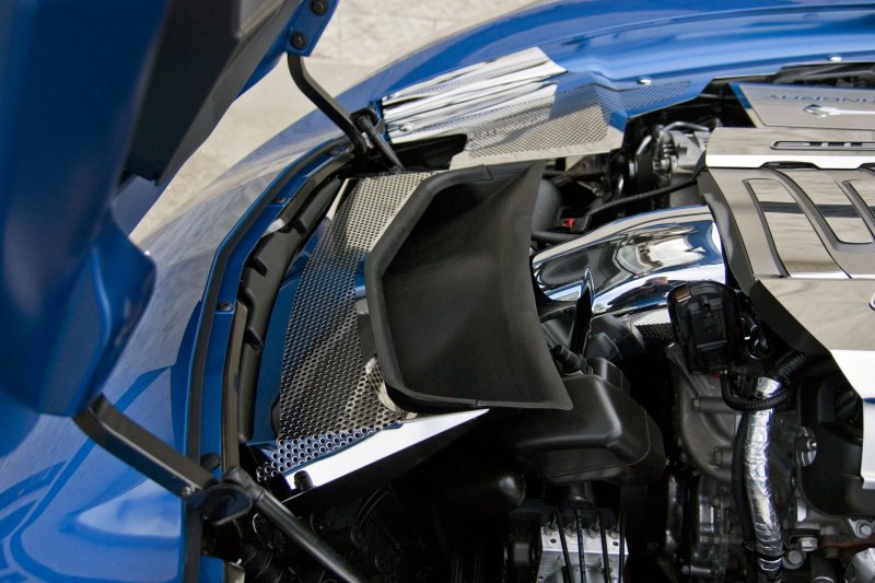 Corvette C7 Perforated Engine Heat Extractor Vent Cover Polished Stainless Steel