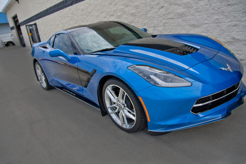 2014-2019 C7 Carbon Fiber & Stainless Steel Side Skirts Rockers - CORVETTE Logos