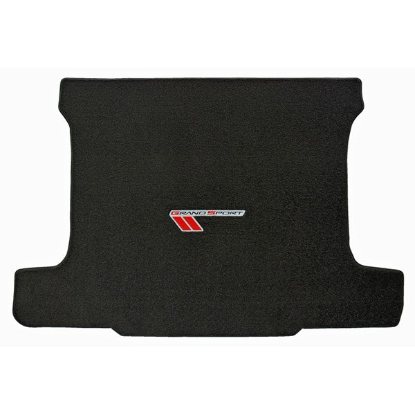 C6 Corvette Coupe Ebony Black Trunk Cargo Mat - Red & Silver Grand Sport Logo