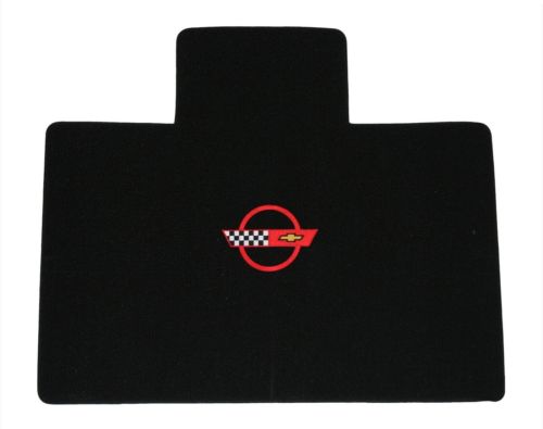 1986-94 C4 Corvette Convertible Black Loop Rear Deck Mat - Red Circle Flag Logo