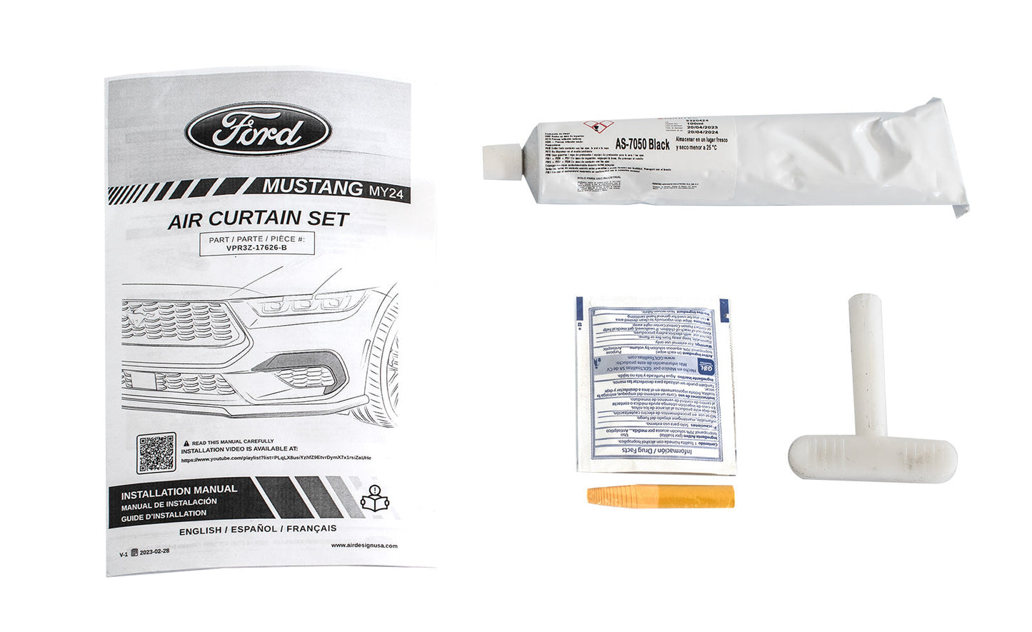 2024-2025 Mustang Ecoboost OEM Black Front Parking Light Air Curtains Trim Pair