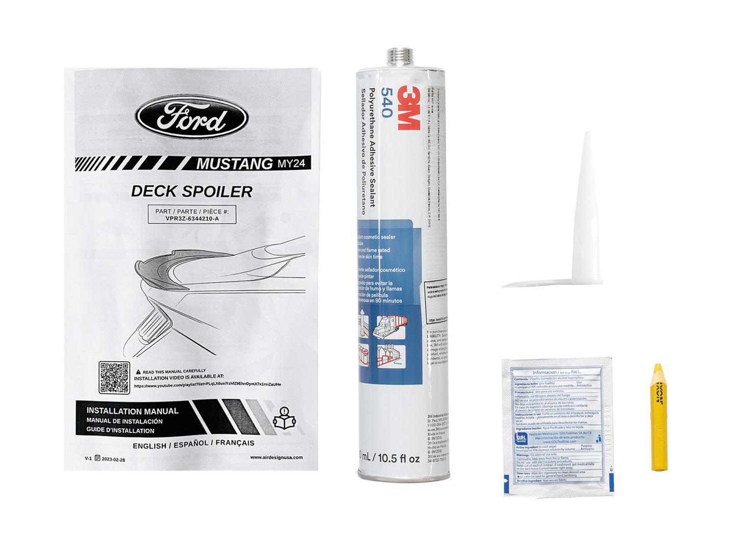 2024-2025 Ford Mustang OEM VPR3Z-6344210-A Rear Deck Wing Spoiler Gloss Black