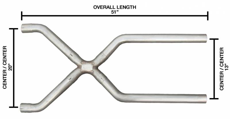 Exhaust X-Pipe Kit Intermediate Pipe 2.5 in Crossover Hardware Incl Natural 409 Stainless Steel Pypes Exhaust