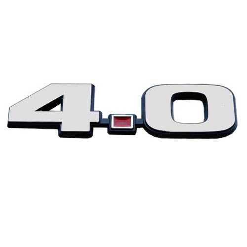 Ford Mustang Ranger 5x1.25" 4.0L Chrome w/ Red Decimal Fender Trunk Emblem