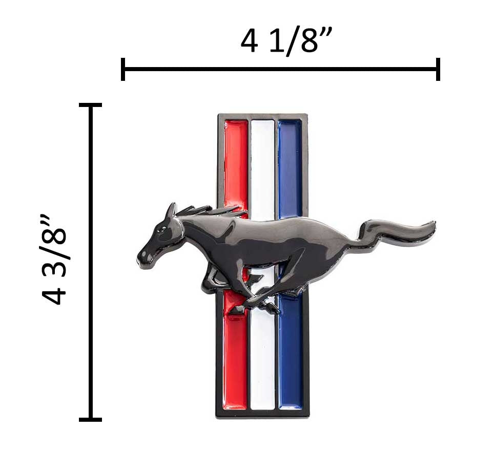 2005-2014 Ford Mustang LARGE Black Running Horse Tribar Fender Emblems Pair