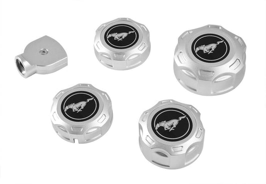 2018-2023 Mustang GT & I4 5pc Billet Engine Caps Cover Set Running Horse Inserts
