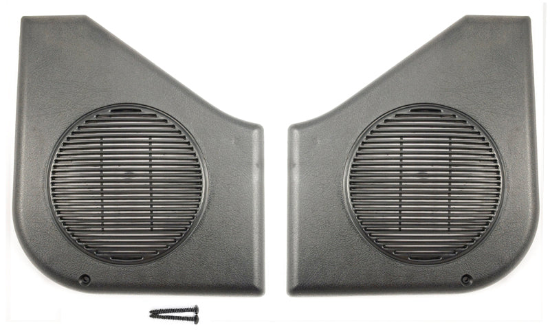 1987-1993 Mustang BLACK Door Panel Speaker Grills Covers w/ Install Screws Pair