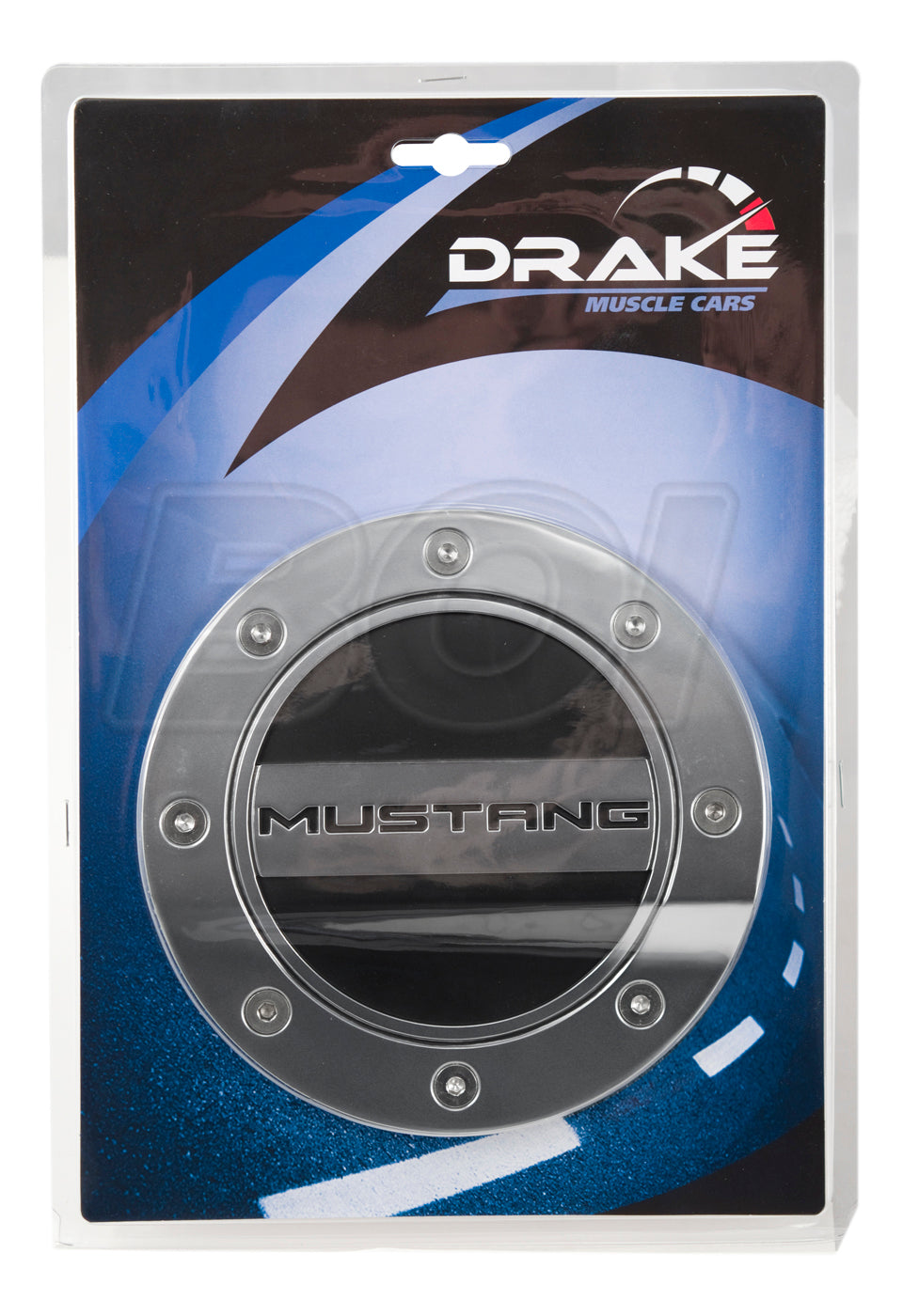 2015-2023 Ford Mustang Silver w/ Black Fill Embossed Gas Fuel Door Comp Series