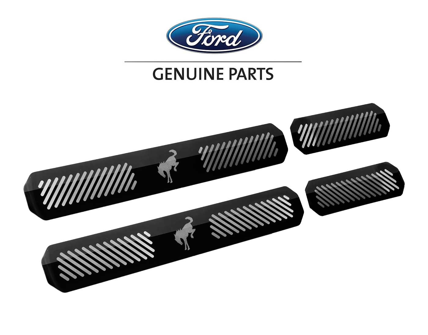 2021-2023 Bronco 4-Door Genuine Ford OEM Sill Step Plates Black Stainless Steel