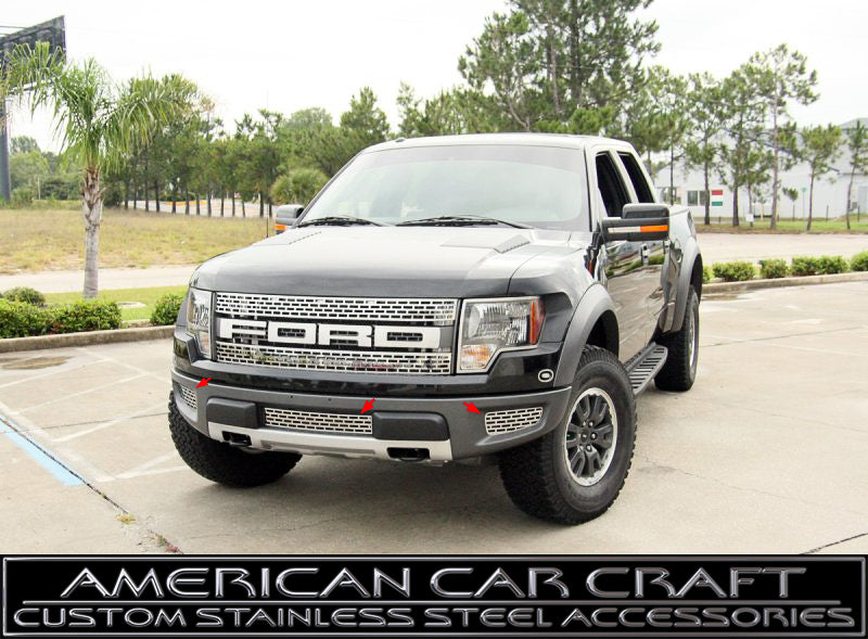 2010-2014 Ford F-150 Raptor Brushed Stainless Lower Grille Kit (3 pc)