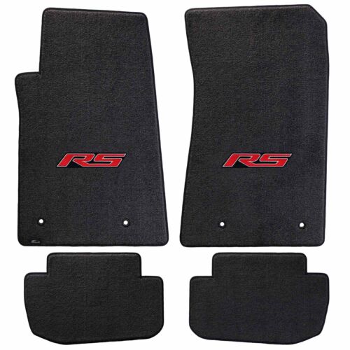 2010-2015 Chevy Camaro Ebony Black 4pc Ultimat Floor Mats Set - Red RS Logos