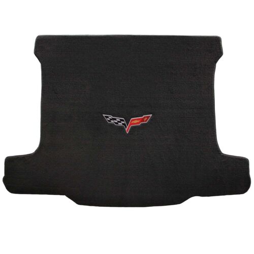 2005-2013 C6 Corvette Coupe Ebony Black Rear Trunk Cargo Mat Crossed Flags Logo