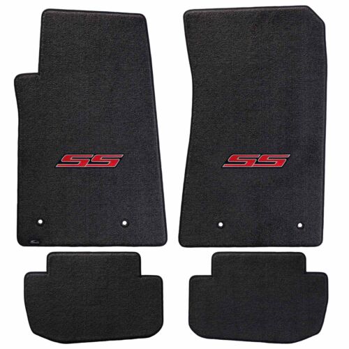 2010-2015 Chevy Camaro 4pc Ebony Black Ultimat Floor Mats Set - Red SS Logo