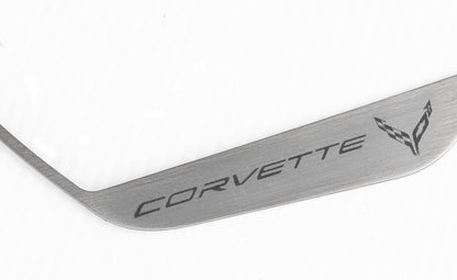 2020-2024 Corvette C8 2pc Side Mirror Trim Etched Stainless Steel