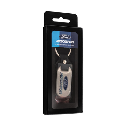 Ford Motorsport 80s Logo Keychain M-1800-FM Stainless Steel & Black Leather
