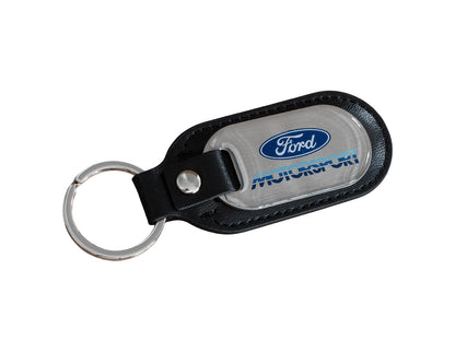 Ford Motorsport 80s Logo Keychain M-1800-FM Stainless Steel & Black Leather