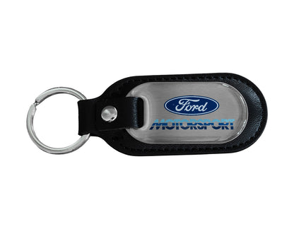 Ford Motorsport 80s Logo Keychain M-1800-FM Stainless Steel & Black Leather