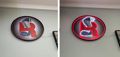 Ford Mustang Cobra R Snake 36" Round Garage Wall Light Up LED Flex Neon Sign