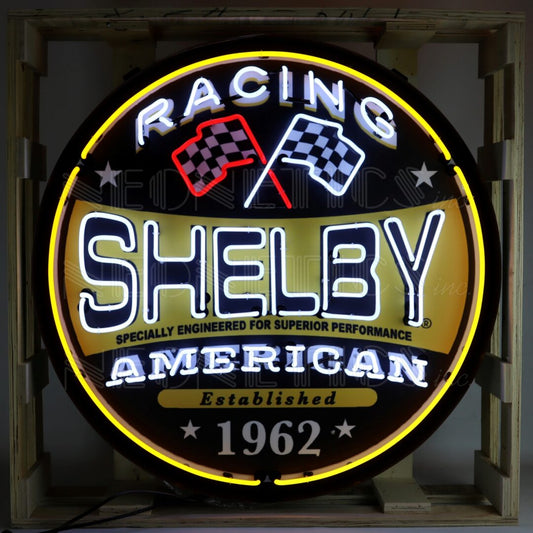 Shelby American Racing Light Up Neon Garage Wall Sign in Steel Can Housing 36"x36"x6"