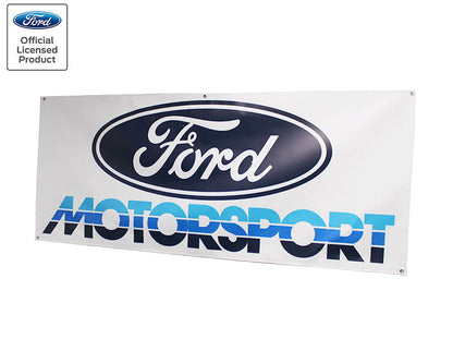 Ford Motorsport Early 1980s Style 3-Color Blue Logo Garage Wall Banner Sign 67.5" x 28"
