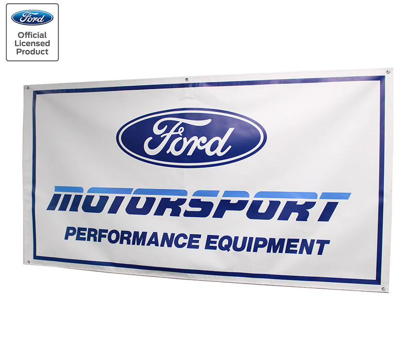 Ford Motorsport Late 1980s Style 2-Color Blue Logo Garage Wall Banner Sign 68" x 36"