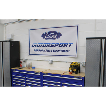 Ford Motorsport Late 1980s Style 2-Color Blue Logo Garage Wall Banner Sign 68" x 36"