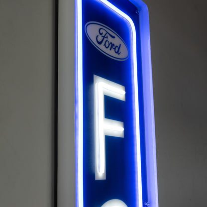 Ford Vertical Garage Wall Blue Light Up LED Flex Neon Sign 47" x 10"