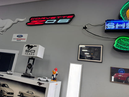 Chevrolet Corvette Z06 Light Up LED Flex Neon Garage Wall Sign in Steel Housing 60" x 11" x 1"