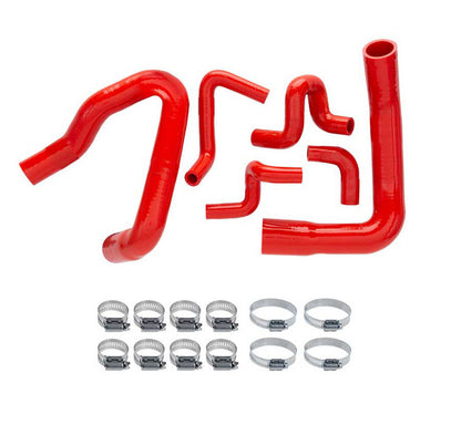 1986-1993 Mustang 5.0L 2-Row 24" Aluminum Radiator w/ Fan Shroud & Red Hoses