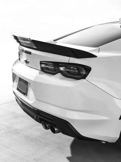 2016-2023 Chevy Camaro Black Rear Deck Lid Wicker Bill Spoiler Wing with Adjustable Lexan Blade