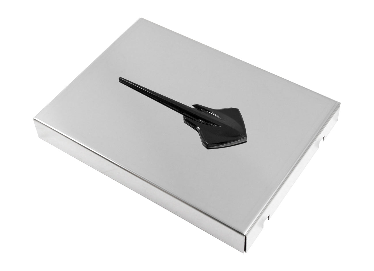 C7 Corvette Polished Stainless Steel Fuse Box Cover - Black Stingray Emblem