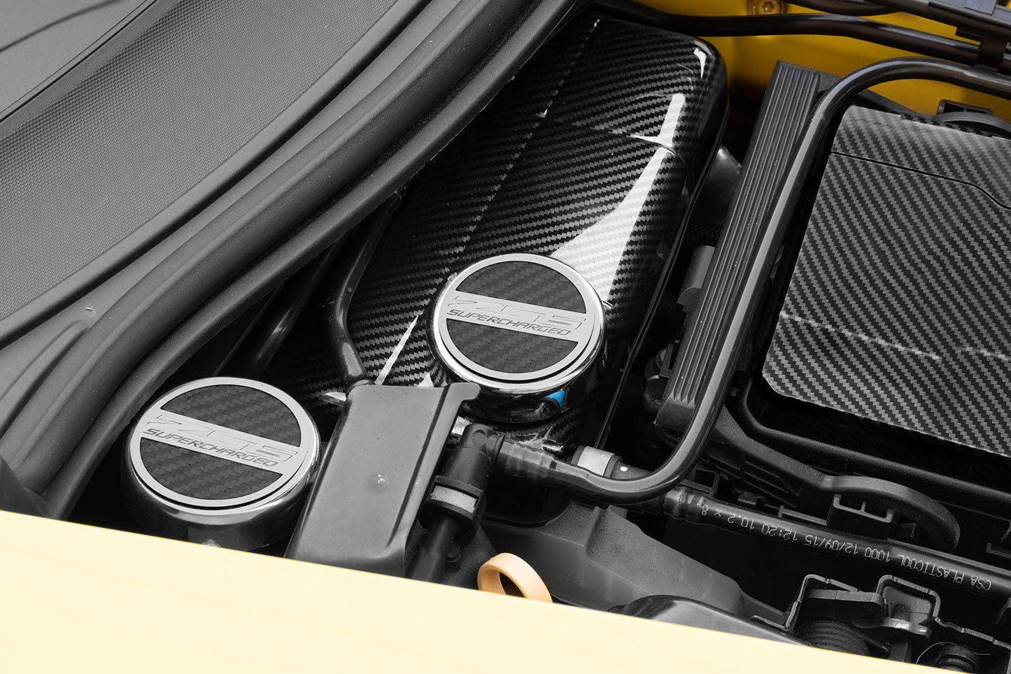 2014-2019 Corvette C7 Black Carbon Fiber Style Engine Coolant Tank Cover