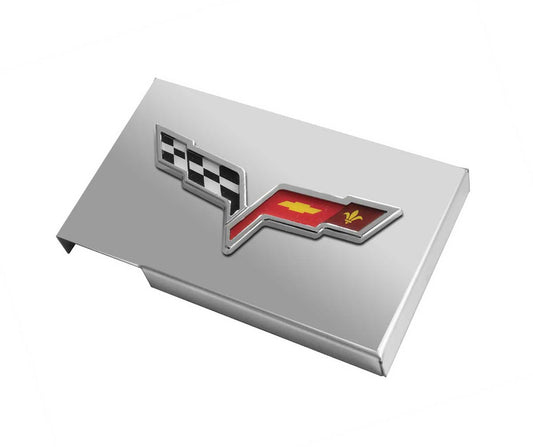 2005-2013 Corvette C6 Polished Fuse Box Cover w/ Flag Emblem, Red & Black