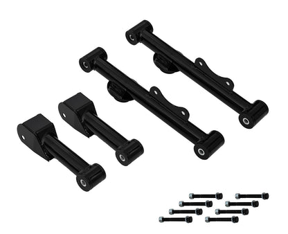 1979-2004 Ford Mustang Black Upper & Lower Rear Tubular Control Arms w/ Hardware