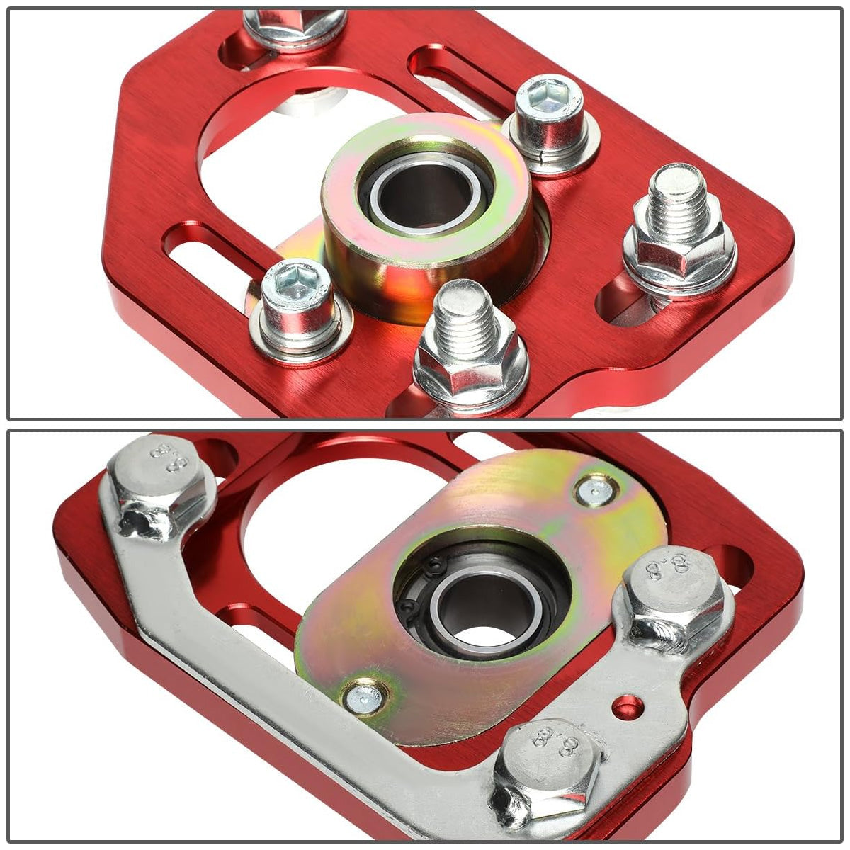 1990-1993 Ford Mustang Adjustable Billet Front Caster Camber Alignment Plates Red