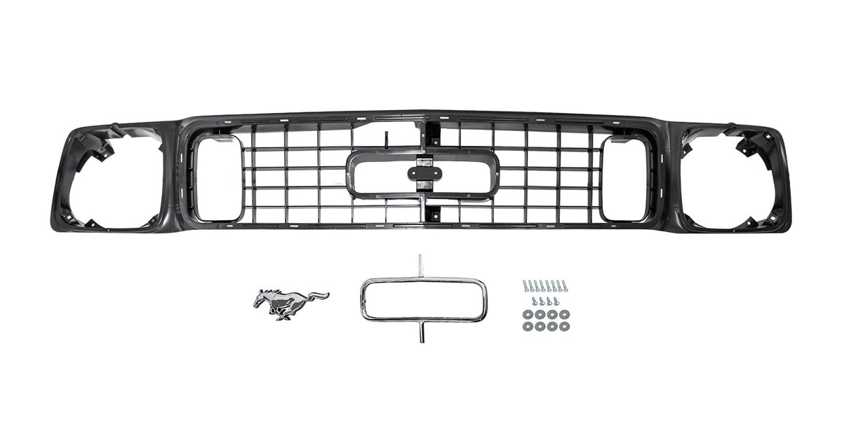 1973 Ford Mustang Front Grille w/ Running Horse Emblem, Corral Trim, & Hardware