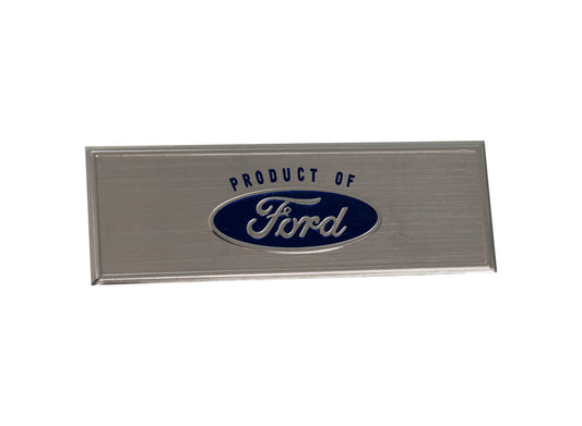 1967 Mustang "Product of Ford" Oval Logo Door Sill Scuff Plate Emblem Blue & Silver 3" x 1"