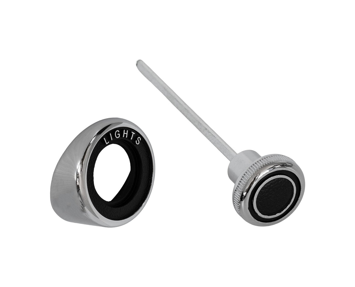 1969-1970 Ford Mustang Chrome & Black Headlight Switch Knob w/ Bezel