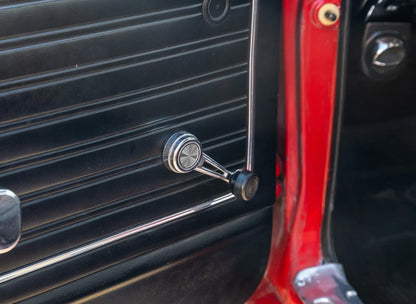 1968-1973 Ford Mustang Window Crank Handle Screw Hole Cover Plates Silver - Pair