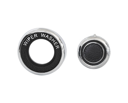 1969-1970 Ford Mustang Chrome & Black Windshield Wiper Washer Switch Knob w/ Bezel