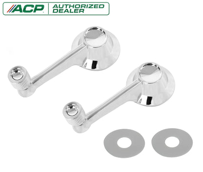 1964-1964 1/2 Ford Mustang Chrome Inside Door Window Manual Crank Handles & Backing Plates Pair