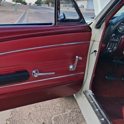 1965-1967 Ford Mustang Chrome Inside Door Window Manual Crank Handles & Backing Plates Pair